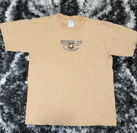 Gildan Other - Vintage Route 66 California Historic Highway Graphic T-Shirt Tan Size Large